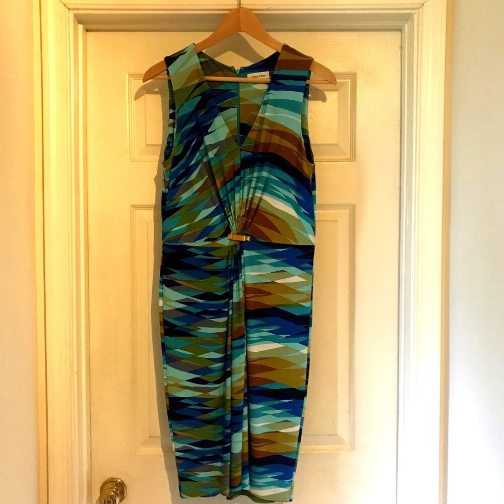 Vintage Calvin Klein Sheath Dress, multicolored, size 8